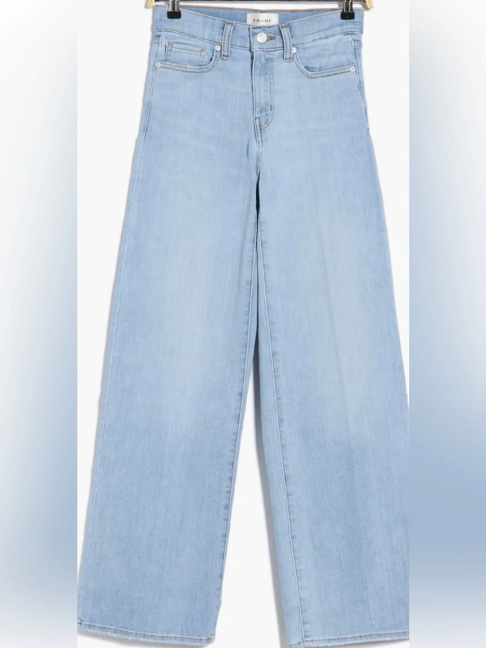 NWT $248 Frame The High Rise Wide Denim Light Blue Jeans Size 25 Stretch - Picture 4 of 14